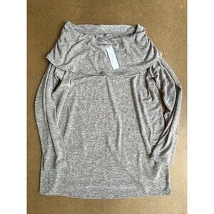 NWT Chico's Tunic Top Sz 2 L/12 Saige Soft Blend Cowl Neck Rocky Mountain Taupe